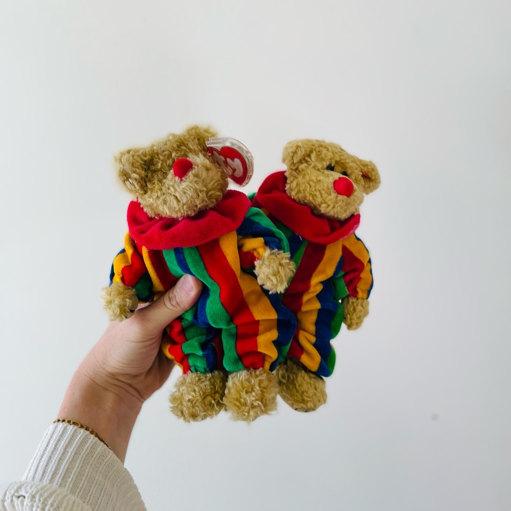 Piccadilly Bear Clown-Beanie Babies (two of them included)